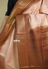 Peach with Brown - Soft Tissue khadi zari Border with buttas